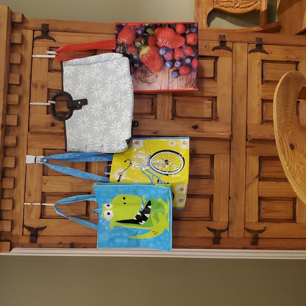 Floral Canvas Tote and Three Reusable Bags